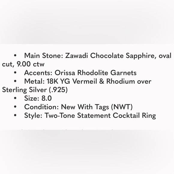 NWT Zawadi Chocolate Sapphire & Orissa Rhodolite Garnet Ring 9.00ct Two-Tone - Picture 16 of 16
